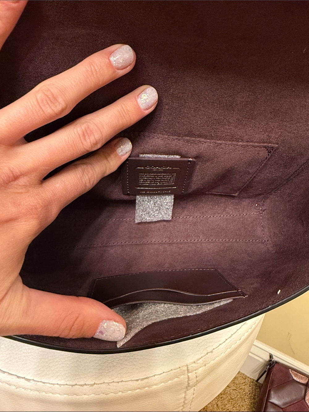 Coach Scalloped Edge Turn-Lock Crossbody in Taupe and Black - Picture 5 of 6